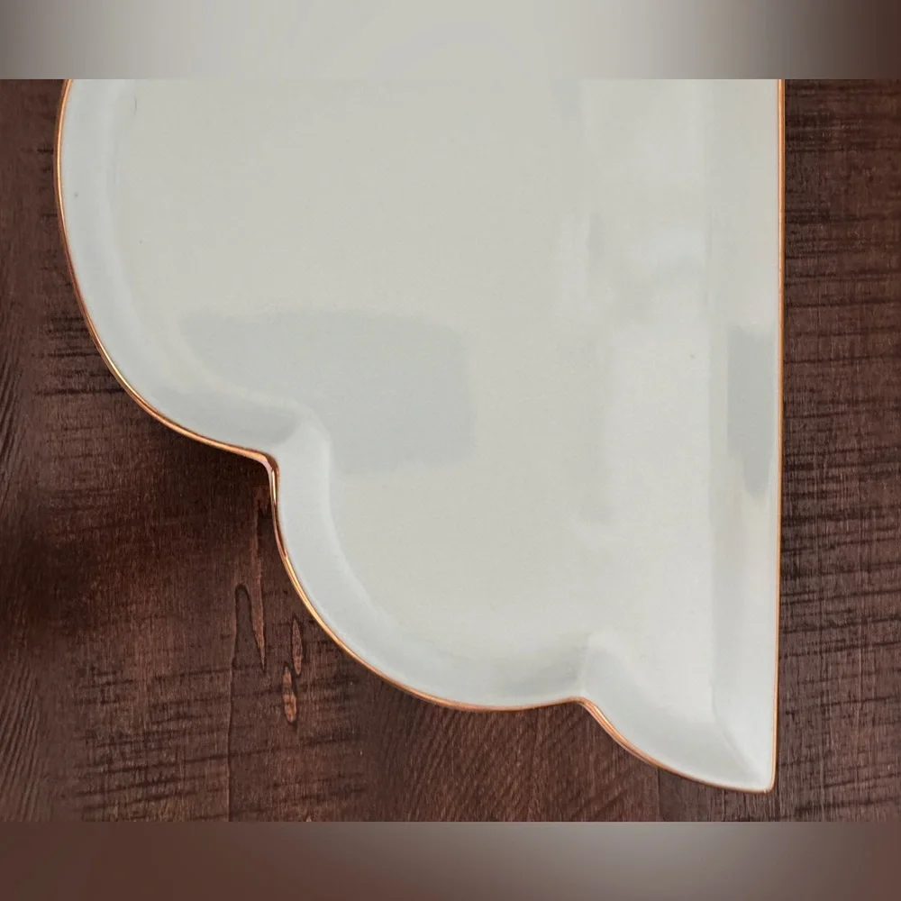 Oh Joy! Blue Cloud Tray With Gold Trim 16” Display Dish Modern Charcuterie